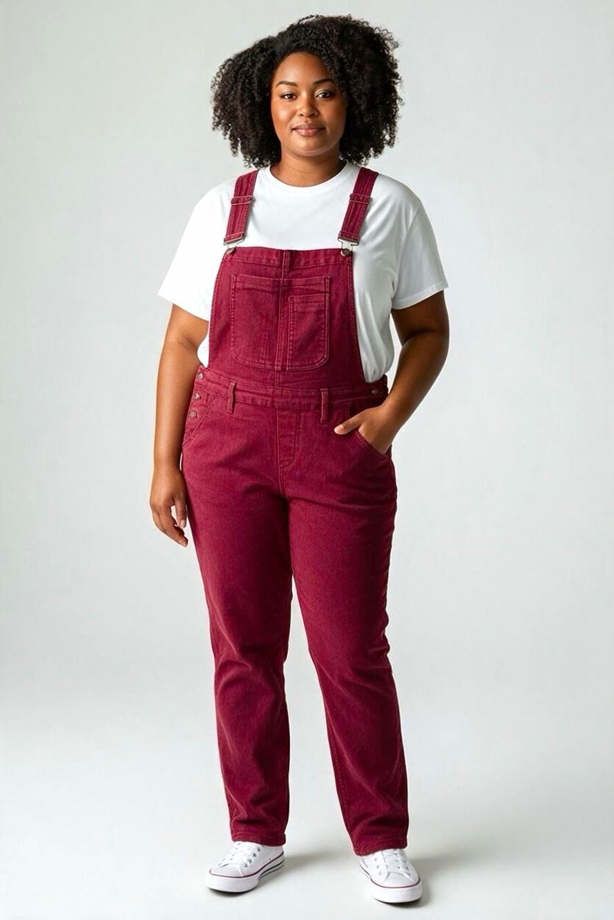 Judy Blue Burgundy Cotton Denim Overall Jumpsuit Straight Leg M, fall, comfort